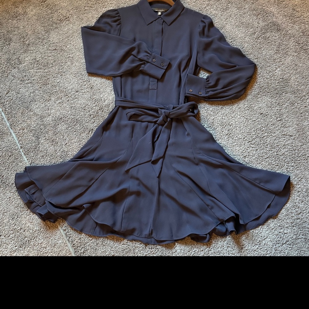 Navy Blue Sheer Dress with Slip
